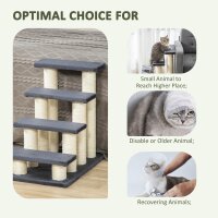 Katzentreppe 4-stufige Haustiertreppe 59 cm hoch Hundetreppe für Katzen aller Größen Hunderampe Einstiegshilfe für Bett, Sofa, Couch Grau