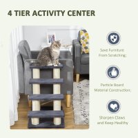 Katzentreppe 4-stufige Haustiertreppe 59 cm hoch Hundetreppe für Katzen aller Größen Hunderampe Einstiegshilfe für Bett, Sofa, Couch Grau