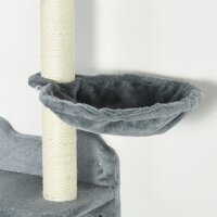 Kletterstufen, Kletterwand, Katzentreppe, 4-tlg, Set, mit Kratzbaum, Hängematte, grau+cremeweiß, 40 x 28 x 73cm