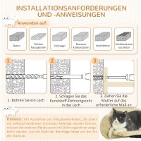 Katzentreppe, 5-teiliges Set, 2 Kratzstämme, 2 Plattformen mit Plüschbezug, Hängematte, beige