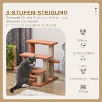 Kratzbaum, Haustiertreppe, 3 Stufen, Spielball, bis 5 kg, 45x40x48cm, Braun