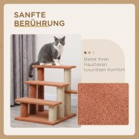 Kratzbaum, Haustiertreppe, 3 Stufen, Spielball, bis 5 kg, 45x40x48cm, Braun