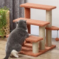Kratzbaum, Haustiertreppe, 3 Stufen, Spielball, bis 5 kg, 45x40x48cm, Braun