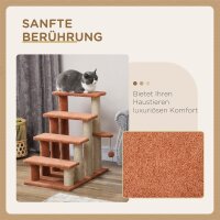 Haustiertreppe, Kratzbaum, 4-stufig, für Tiere bis 5 kg, 60x40x64cm, Braun