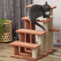 Haustiertreppe, Kratzbaum, 4-stufig, für Tiere bis 5 kg, 60x40x64cm, Braun