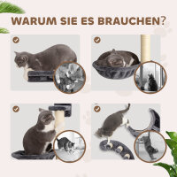 Kletterwand Katzen 4-teilig Katzen Kletterwand Set mit Hängematte, Katzenbrücke bis zu 5 kg, Dunkelgrau