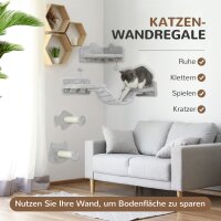 Katzentreppen-Set, 4-teilig, Kratzmöbel mit Sisal-Stufen, doppelter Plattform, Hellgrau/Cremeweiß