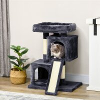 Kratzbaum 83 cm Kleiner Katzenkratzbaum mit Sisalsäulen, Katzenkratzbaum, Katzen Kletterbaum, Katzenbaum, Katzenmöbel Spielbaum für kleine Katzen, Dunkelgrau