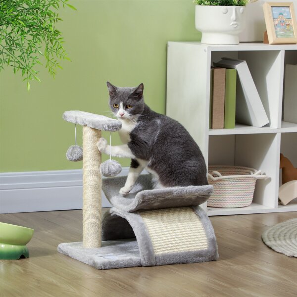 Kratzbaum klein Katzenkratzbaum Spielbaum Kratzstamm für Katzen mit Spielball Braun 40 x 30 x 43 cm
