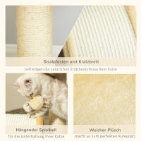 Kratzbaum Katzenbaum mit Spielbällen Katzenkratzbaum Sisalseil-Kratzstangen Beige 35,5 x 37 x 46 cm