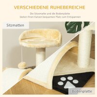 Kratzbaum Katzenbaum mit Spielbällen Katzenkratzbaum Sisalseil-Kratzstangen Beige 35,5 x 37 x 46 cm
