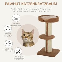 Kratzbaum 91 cm Katzenturm mit Sisalstämme, Plattform, Kissen mehrstöckiger Katzenkratzbaum, Kletterbaum, für mittelgroße Katzen, Hellbraun