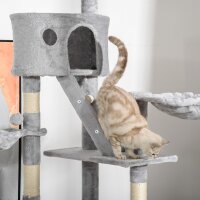 Katzenkratzbaum 240-260 cm Deckenhoch Kratzbaum groß Kletterbaum Katze Kratzbaum für große Katzen mit Sisalseil Hellgrau