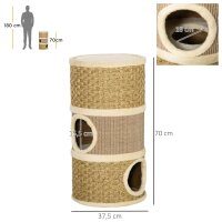 Kratztonne, Höhe 70 cm, Katzenkratzbaum für katzen 3 Ebenen Katzenbaum Kletterbaum Katzenmöbel mit Sisal Plüsch