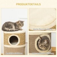 Kratztonne, Höhe 70 cm, Katzenkratzbaum für katzen 3 Ebenen Katzenbaum Kletterbaum Katzenmöbel mit Sisal Plüsch