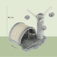 Kratzbaum 40 cm Kleiner Katzenturm mit Höhle, 2 Spielball, Kratzmatte, Katzenkratzbaum, Kletterbaum, für kleine & große Katzen, Hellgrau