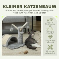 Kratzbaum 40 cm Kleiner Katzenturm mit Höhle, 2 Spielball, Kratzmatte, Katzenkratzbaum, Kletterbaum, für kleine & große Katzen, Hellgrau