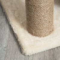 Kratzbaum Katzenbaum, inkl. Spielzeug und Katzenbett, 60 cm x 30 cm x 76 cm, Creme + Natur