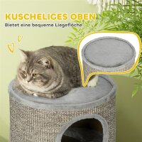 Kratztonne mit 3 Ebenen, inkl. Kratzfläche aus Sisalseil, Kratztonne für Katzen, 38 cm x 38 cm x 70 cm, Hellgrau