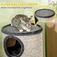 Kratztonne mit 3 Ebenen, inkl. Kratzfläche aus Sisalseil, Kratztonne für Katzen, 38 cm x 38 cm x 70 cm, Grau
