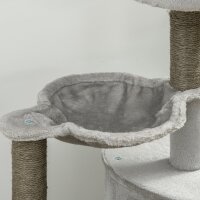 Kratzbaum inkl. Katzenhöhle, Katzenbett, Katzenhängematte und Spielzeug 60 cm x 40 cm x 113 cm, Hellgrau
