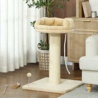 Kratzbaum Katzenbaum Katzenbett, 1 Katzenbett, inkl. Katzenspielzeug, 55 cm x 55 cm x 83 cm, Beige
