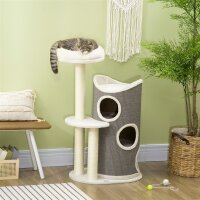 Kratzbaum mit Katzenbett u. Kratztonne für Katzen,...