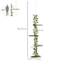 Kratzbaum höhenverstellbar 202-242 cm, rutschfest, Juteseil-Pfosten, Spanplatte, Grün/Gelb