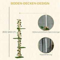 Kratzbaum höhenverstellbar 202-242 cm, rutschfest, Juteseil-Pfosten, Spanplatte, Grün/Gelb