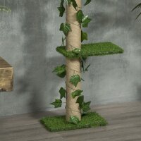 Kratzbaum höhenverstellbar 202-242 cm, rutschfest, Juteseil-Pfosten, Spanplatte, Grün/Gelb