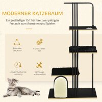 Kratzbaum, Industrial Design, 3 Plattformen, 2 Liegekissen, Kratzwand, Stahlrahmen, schwarz, 85 x 48 x 170 cm