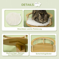 Wandliege, Katzenbett, mit Schutzrand, Liegekissen, für Wandmontage, Eiche+cremeweiß, 34 x 34 x 10,5 cm