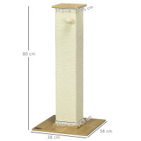 Kratzbaum inkl. Spielzeug, 38 cm x 38 cm x 80 cm, Beige + Natur