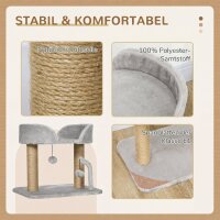 Kratzbaum, 42 cm kleiner Katzenbaum mit Jute-Kratzpfosten, Plattform, Grau