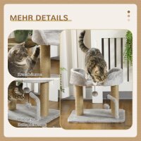 Kratzbaum, 42 cm kleiner Katzenbaum mit Jute-Kratzpfosten, Plattform, Grau