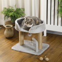 Kratzbaum, 42 cm kleiner Katzenbaum mit Jute-Kratzpfosten, Plattform, Grau
