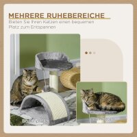 Kratzbaum 46 cm Kleiner Katzenturm mit Höhle, Spielball, Sisal-Seil, erhöhter Plattform, Katzenkratzbaum, Kletterbaum, für Katzen bis zu 4 kg, Grau