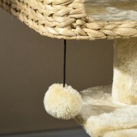 Kratzbaum Katzenbaum, 1 Katzenhöhle, 1 Katzbenbett, 1 Liegefläche, 1 Rampe, 60 cm x 40 cm x 98 cm, Natur + Beige