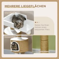 Kratzbaum Katzenbaum Katzenhöhle, 1 Katzenhöhle, 1 Liegefläche, 70 cm x 49 cm x 79 cm, Natur + Weiß