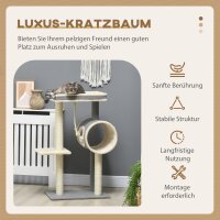 Kratzbaum Katzenbaum, 1 Katzenhöhle, 2 Liegeflächen, 60 cm x 40 cm x 104 cm, Grau + Natur