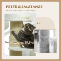 Katzenbaum 91cm Spielbaum mit Katzenbett, Plattform Lammwolle Creme
