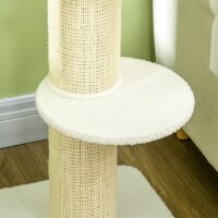 Katzenbaum 91cm Spielbaum mit Katzenbett, Plattform Lammwolle Creme