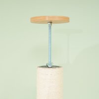 Deckenhoher Kratzbaum, Anti-Kipp-Sicherung, Sisal-Seilpfosten, Holzwerkstoff, Eiche+Cremeweiß