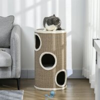Katzen Kratztonne, weicher Plüsch, Sisal-Kratzteppich, robust, Ø38 x 70H cm, Braun