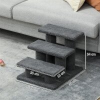 Katzentreppe 3 Stufen Tiertreppe Treppe für Katze Haustiertreppe 45 x 35 x 34 cm Dunkelgrau