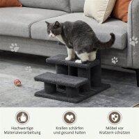 Katzentreppe 3 Stufen Tiertreppe Treppe für Katze Haustiertreppe 45 x 35 x 34 cm Dunkelgrau