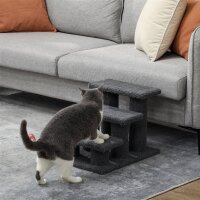Katzentreppe 3 Stufen Tiertreppe Treppe für Katze Haustiertreppe 45 x 35 x 34 cm Dunkelgrau
