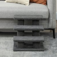 Katzentreppe 3 Stufen Tiertreppe Treppe für Katze Haustiertreppe 45 x 35 x 34 cm Dunkelgrau