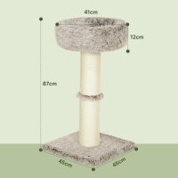 Katzenbaum, 87 cm, Katzenturm mit dickem Kratzpfosten, Plüschbett, für den Innenbereich, trägt bis zu 6 kg, Braun