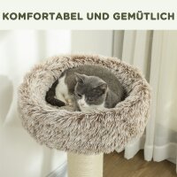 Katzenbaum, 87 cm, Katzenturm mit dickem Kratzpfosten, Plüschbett, für den Innenbereich, trägt bis zu 6 kg, Braun